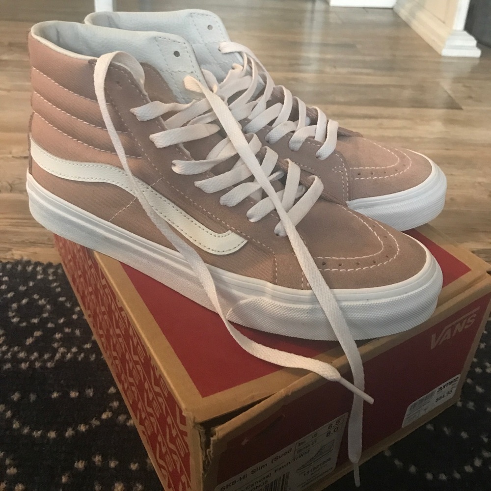 Blush/fawn in color Hi top Vans